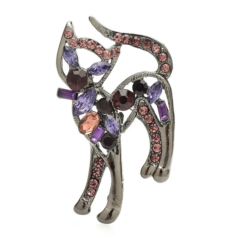 Wuli & Baby Walking Cat 3 Colors Crystal Animal Kitty Brošľové špendlíky šperky darčekový kovový odznak