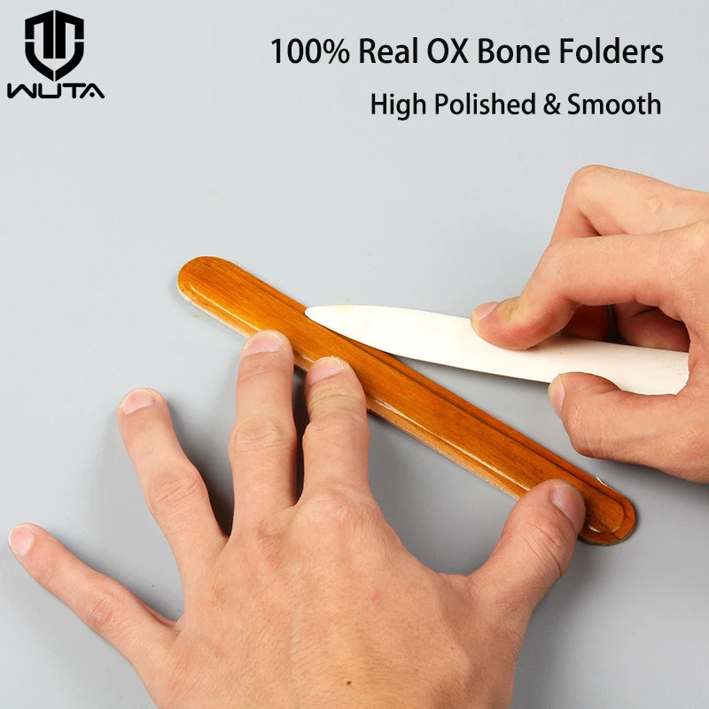 Wuta 100% Ox Bone Real Cow Bone Folders Kožené nástroje na skóre skladacie striedanie papierovej hrany kníhkupectvo