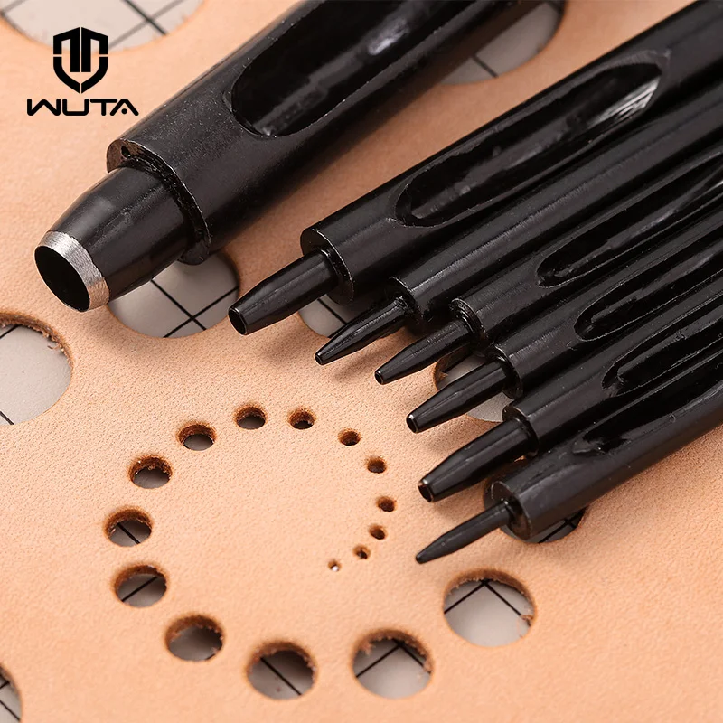 Wuta Nové 1 ks Čierny okrúhly otvor Punch 0,5-5 mm kožená dutá dierka oceľový pás Canvas Canvas Scrapbooking Paper Craft Tool
