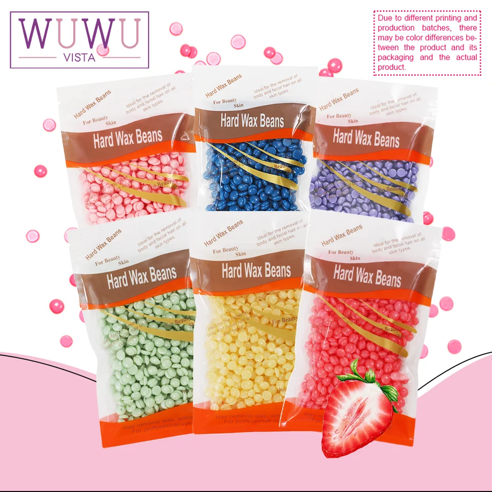 Wuwuvista 100g/3,52oz*3 Horúci vosk na odstránenie chĺpkov Voskový vosk voskový ohrievač bezbolestný pre všetky chĺpky odstránenie fazule pre citlivú pokožku unisex