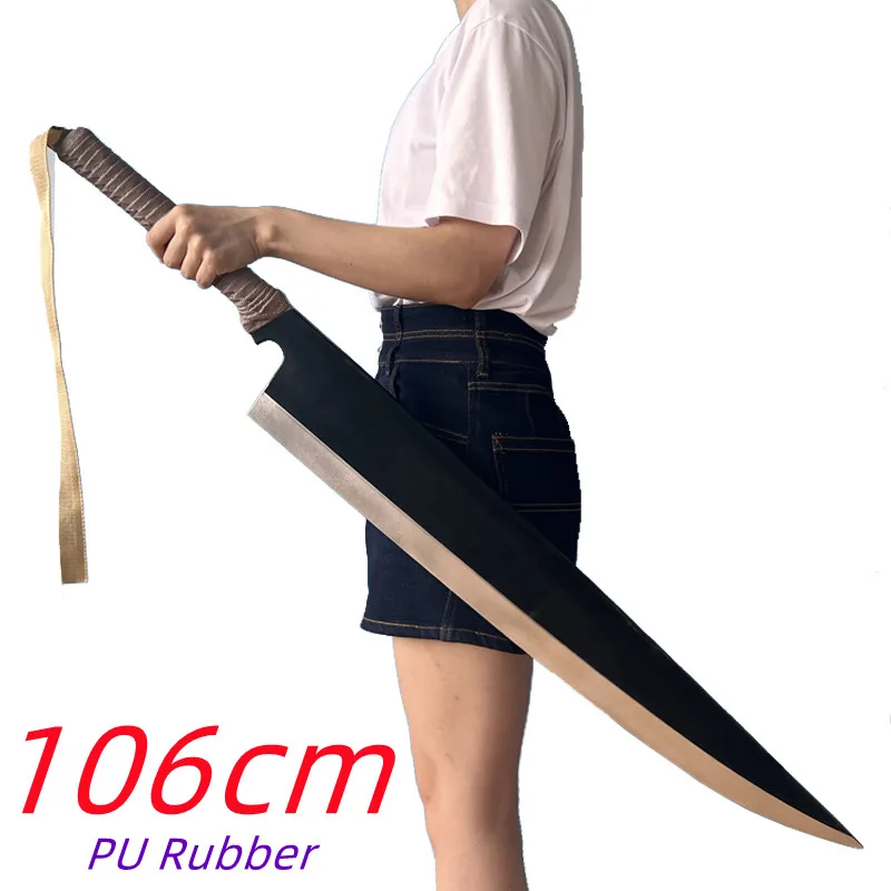 WW Bleach Big 106cm Sword Kurosaki Ichigo Zanpakutou Black Ninja Knife Samurai Weapon Halloween Bezpečnosť Pu