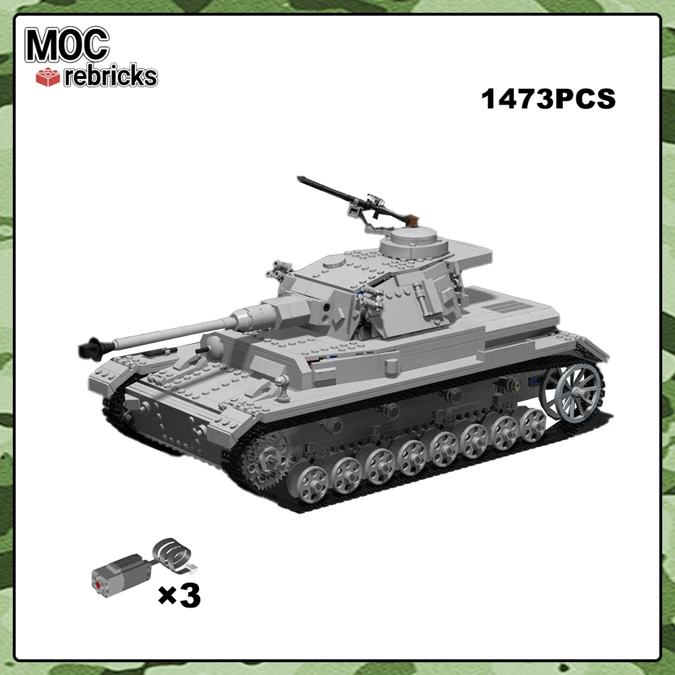 WW II nemecký vojenský panker IV G Stavebs Blocks Motor Motor Model High-Tech MoC Bricks Detské zbierky Hračky Darčeky
