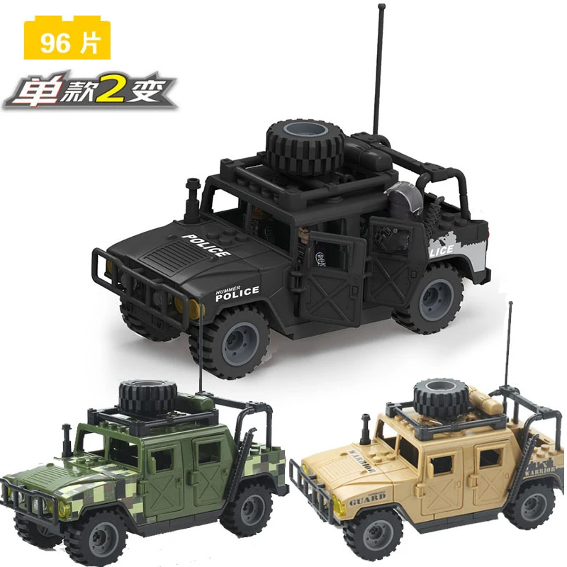 WW2 Military Humvee Jeep H1 2 režimy obrnených vozidiel Army Building Bloft Blocks Tehly Klasické modelka postava Moc Hračky Boys Darček pre deti