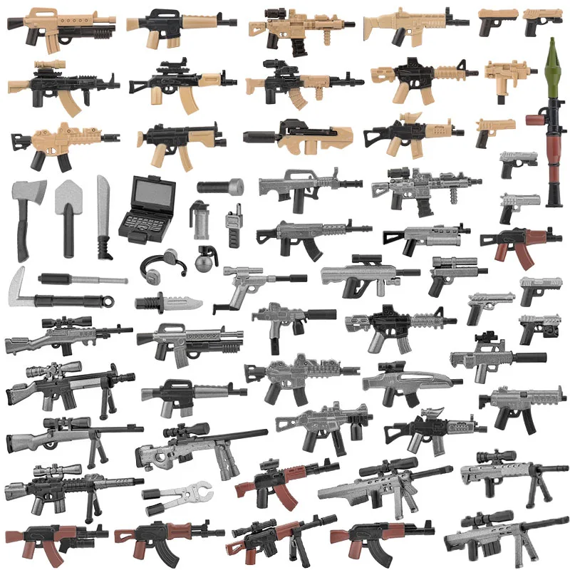 WW2 Vojenské MOC stavebné bloky solider figúrky hračky zbrane zbrane Deti Dospelí Darčekové vybavenie Pištoľ Pištoľ slúchadlá AWM M14 M16