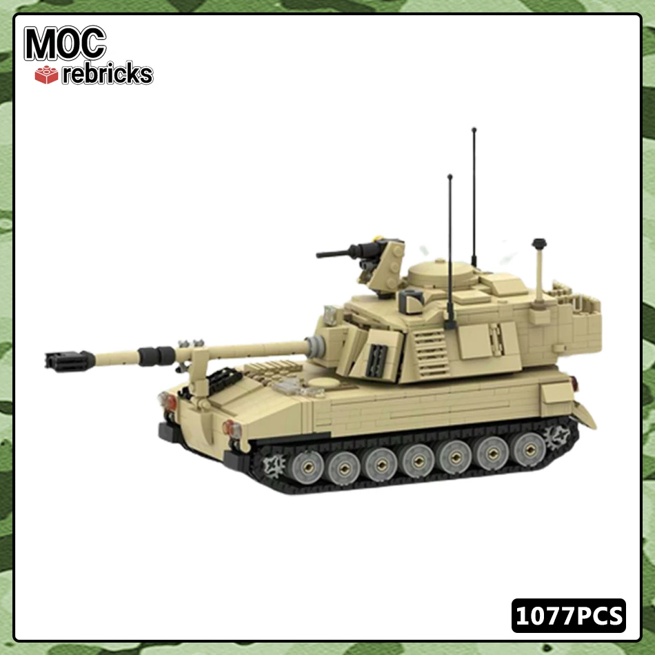 WW2 Vojenské vozidlá Séria M-109 MOC Zbierka Zber stavebných blokov Experti Puzzle DIY Model Vzdeláva