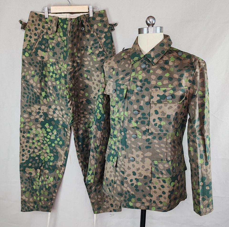 WW2 WWII nemecká elitná dot44 Peas Camo M43 Field Uniforma Set TUNIC a nohavice