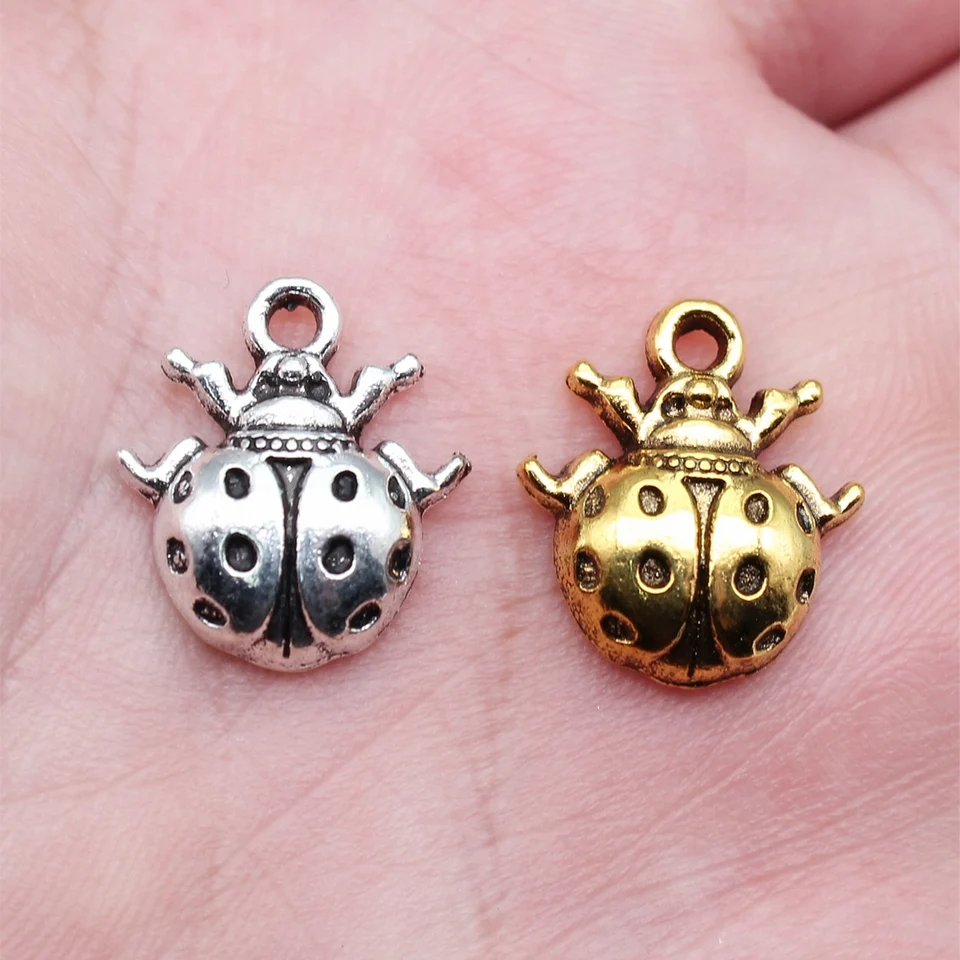 Wysiwyg 10ks 16x14mm hmyz ladybug Petndants pre šperky výroba starožitnej striebornej farby ladybug prívesky Charmbug Ladybug