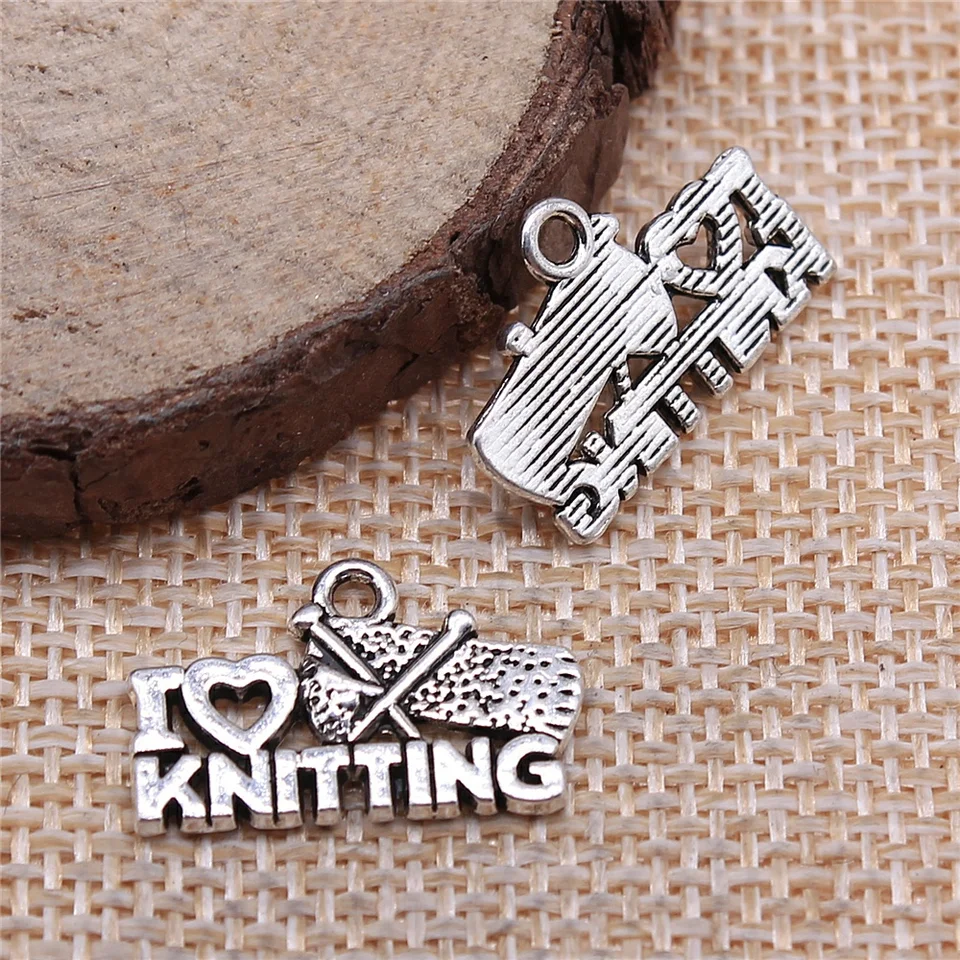 Wysiwyg 10ks 20x12mm kúzla I Milujem pletenie starožitné výroba prívesku fit vintage tibetská strieborná farba DIY ručné šperky vyrobené