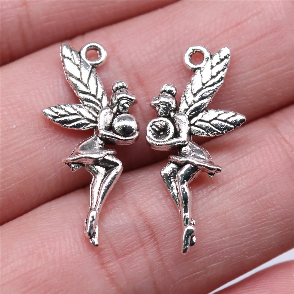 Wysiwyg 10ks 26x11mm vintage rozprávkové anjel Pendants Charm pre šperky výroba 2 farby anjel Elf Charm Pendants