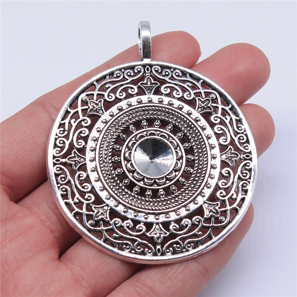 Wysiwyg 1ks 68x56 mm okrúhle kvetiny Mandaly Pendants Filigree Round Mandaly Charm pre šperky výroby šperkov