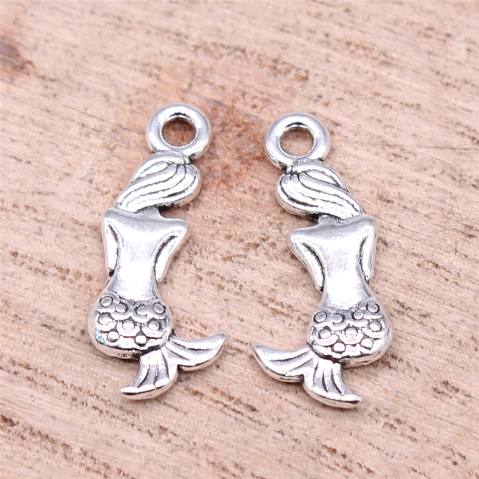 Wysiwyg 40ks 21x10mm kúzla Krásna morská panna rybia starožitnosť výroba prívesku Fit Vintage DIY ručne vyrobené šperky