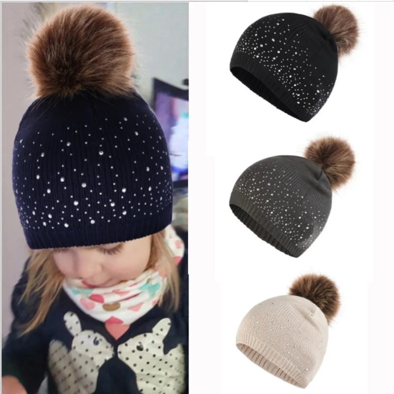 WZCX Fashion SHAPONESTONE VLASTNOSŤ VLOŽENIE POSKYTOVANIE DEAPOM POMOCKÉ HAP ZAHRNUTIE VRÁLNE Príliv dievčat klobúky Detská zimná čiapka