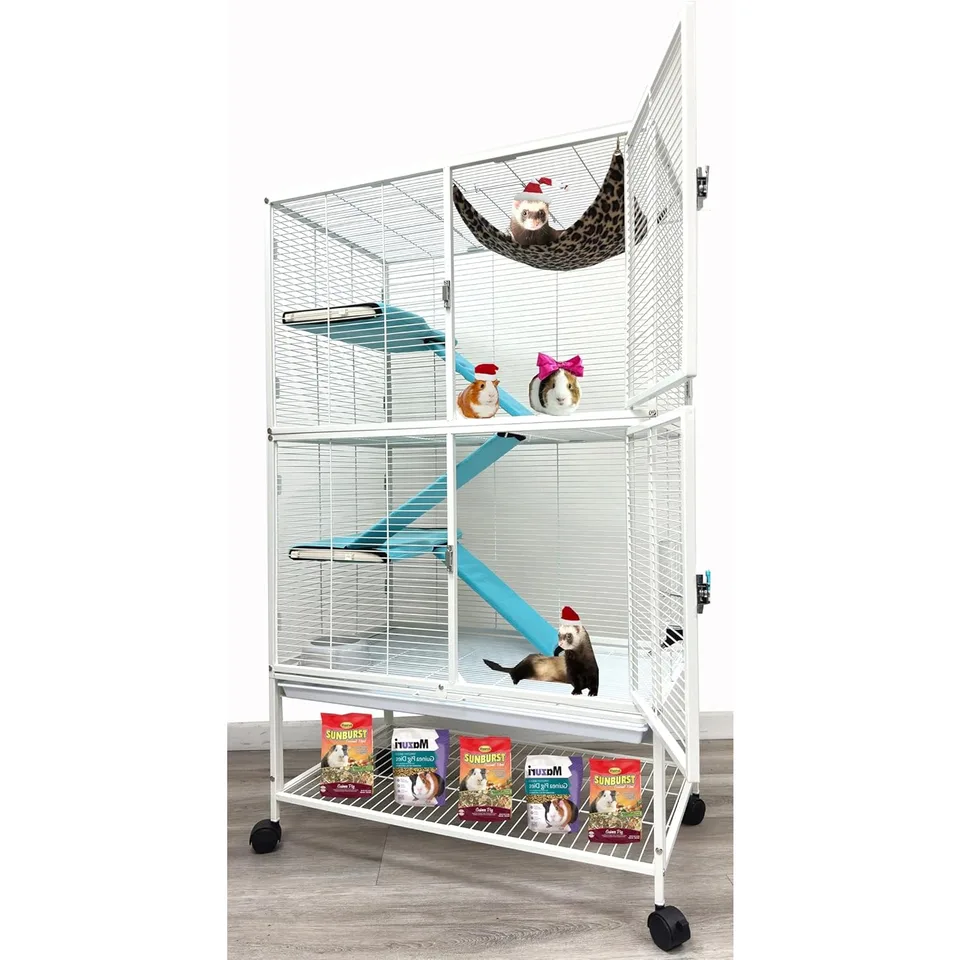 X-rozsah dvojpriestorový 4-horný 4-horný 1/2-palcový rozstup Dvojité predné dvere pre Feisty Ferret Hammock Crotters Rolling Cage