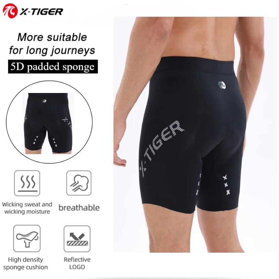 X-Tiger Pánske cyklistické šortky 5D Čalúnené vonkajšie športové jazdecké bicykle MTB vložky s šortkami s protišmykovými nohami Grips Pro Bike Shorts