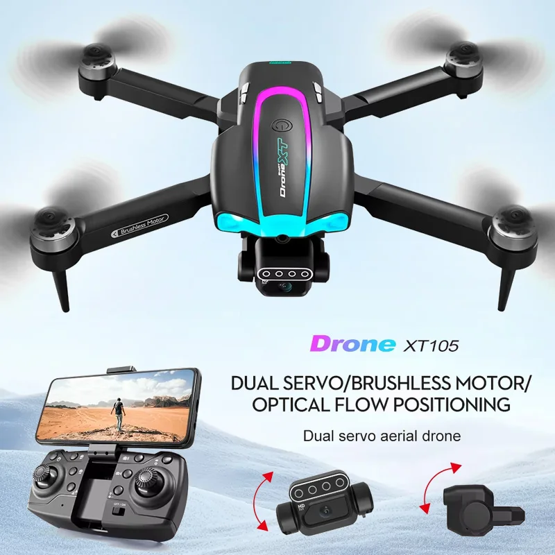 X105 8K Mini Drone HD Dual Camera Omnirectional Prekážky vyhýbanie sa brushovým motorom WiFi Dual Servo Saldable Quadcopter Hračky