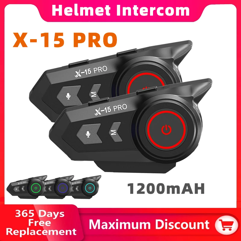 X15-Pro ​​Motocyklová prilba Bluetooth Intercom Interkom farebné 5 farebné okolité svetlo 600 m Talk 40 mm dynamický roh Speakert x15pro