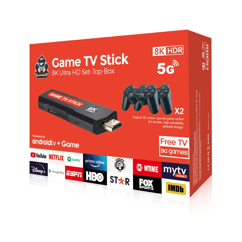 X2 Video Game Stick Android 12 8k TV box Duálny systém 2.4g/5G Dvojitý bezdrôtový ovládač Retro 10000 Hry pre chlapca vianočný darček