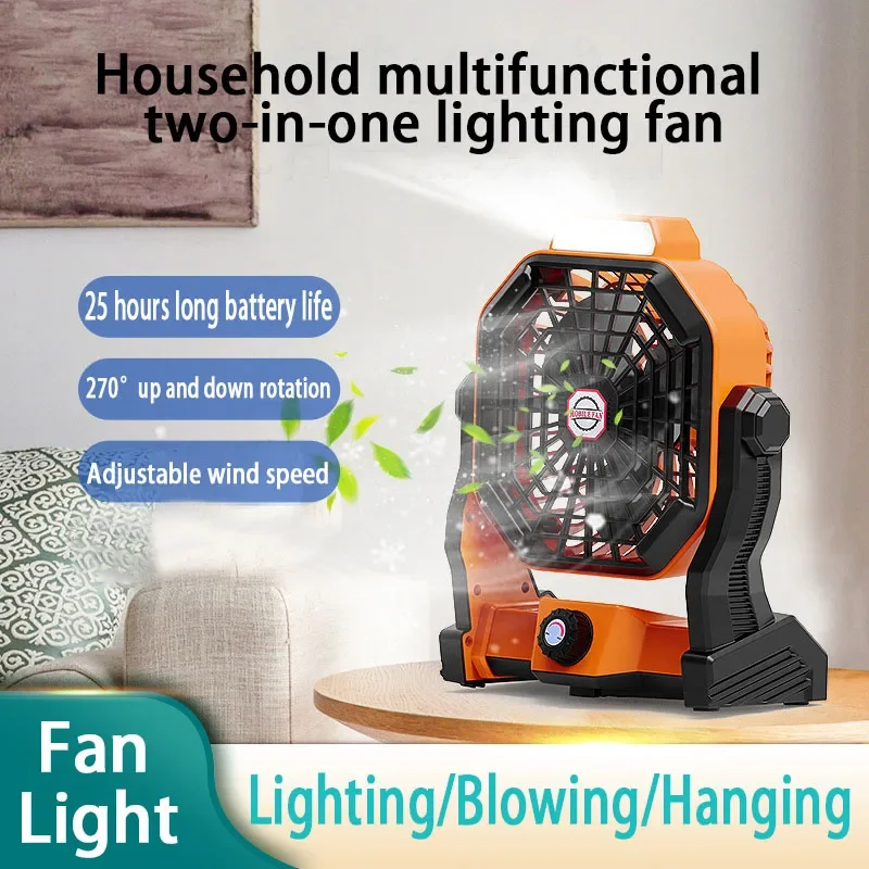 X20 Outdoor Camping Lighting Fan Multifunkcia Stepless Speed ​​Regulation USB Smart Nabíjanie prenosné prenosné stolové ventilátor