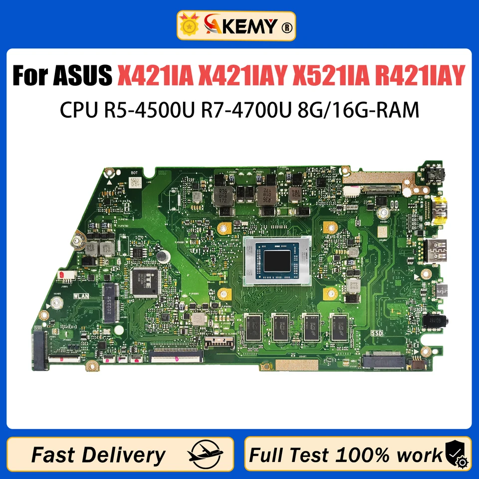 X421ia Mainboard pre knihu ASUS Vivo kniha X421iay X521IA R421iay Laptop Raptop s základnou doskou CPU R5-4500U R7-4700U 8G/16G RAM 100% Test OK