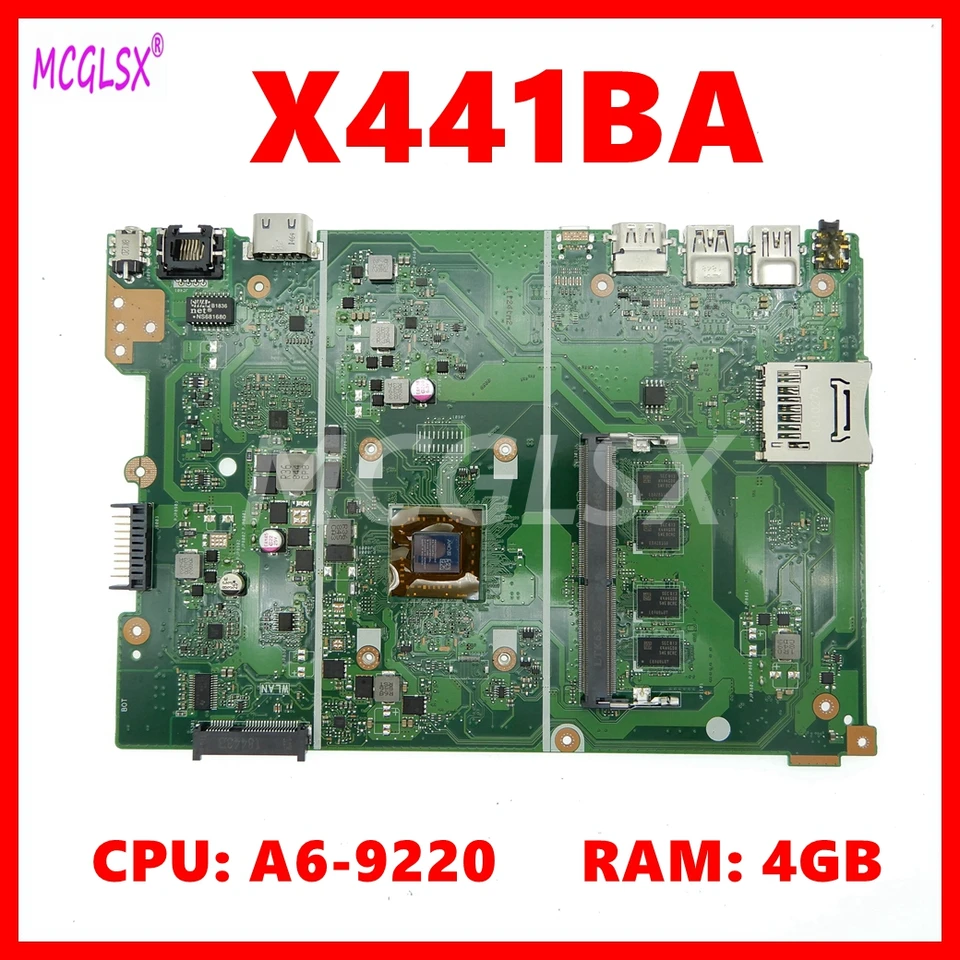 X441BA pre laptop základnú dosku pre ASUS X441 X441B X441BA NOHLOBOBAL MAINBOARD MAINBOARD s A6-9220 CPU 4 GB RAM 100% Testované OK