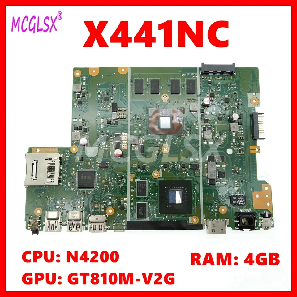 X441NC laptop základná doska pre ASUS X441N X441NA X441NC F441N notebook Mainboard s N4200 CPU 4 GB-RAM GT810M-V2G GPU GPU