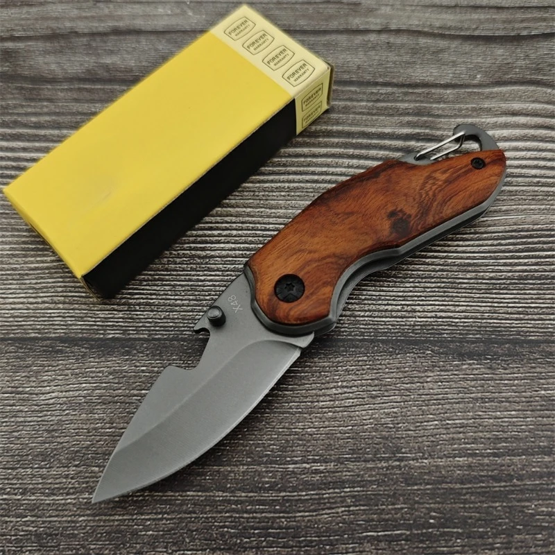 X48 Mini Pocket Keychain Nôž s fľašovým otváračom Malý skladací nôž 5CR13MOV BLADE FARBELOVANÉ KRAJINY KAMPING KAMPING NOOK