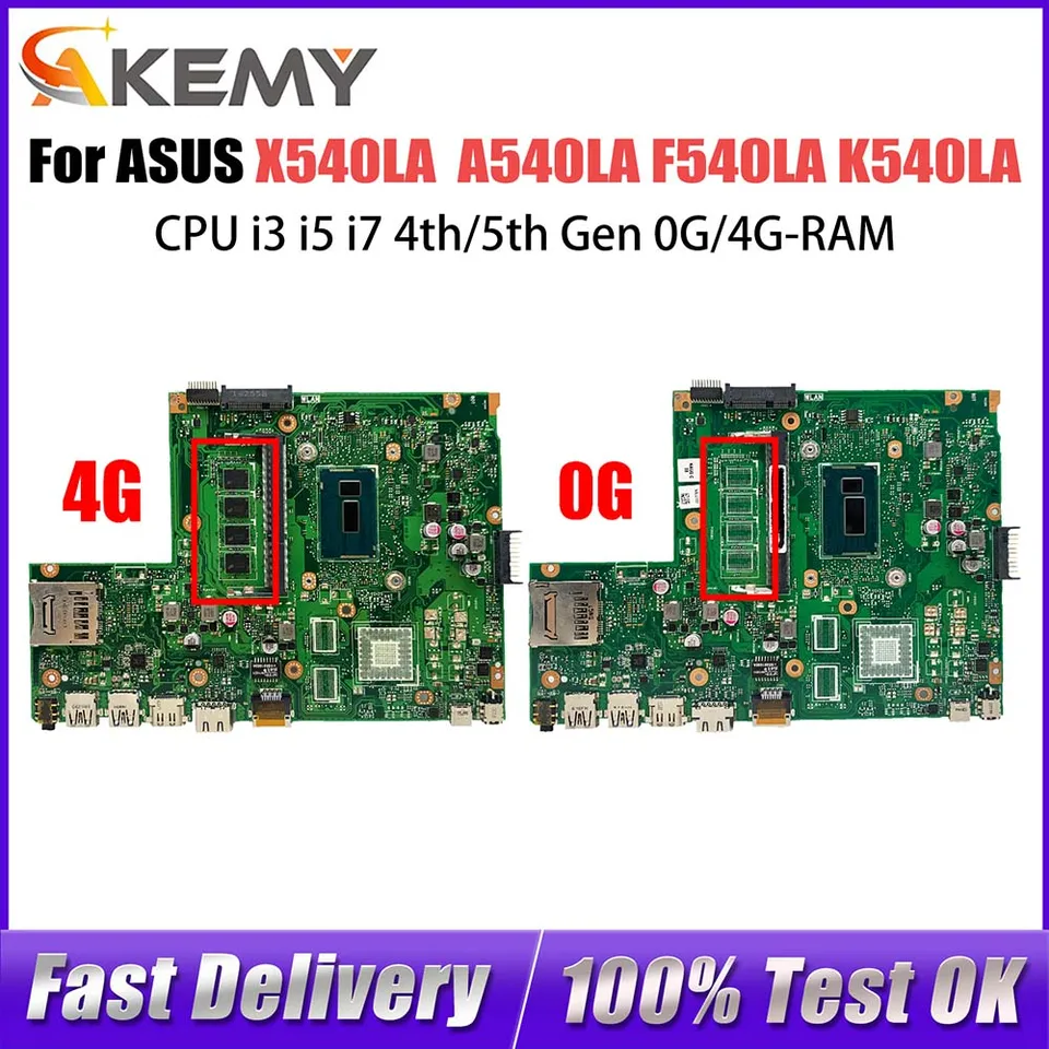 X540L hlavná doska pre ASUS X540LA A540LA F540LA K540LA R540LA X540LJ LAPTOP HORMID I3 I5 I7 4./5. GEN CPU 0G/4G RAM RAM