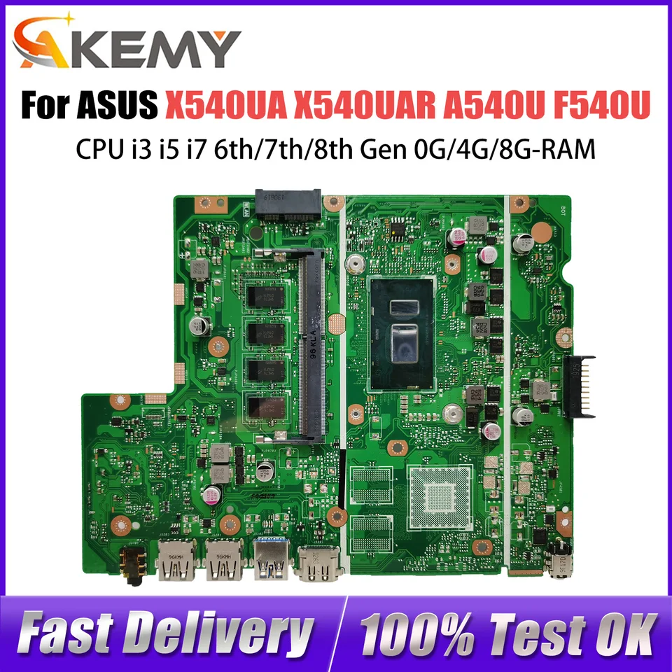 X540Uar laptop základná doska pre ASUS X540UBR X540UV A540U F540U X500U K540U X543U P540U R540U CPU I3 I5 I7 8. Gen 0G/4G-RAM