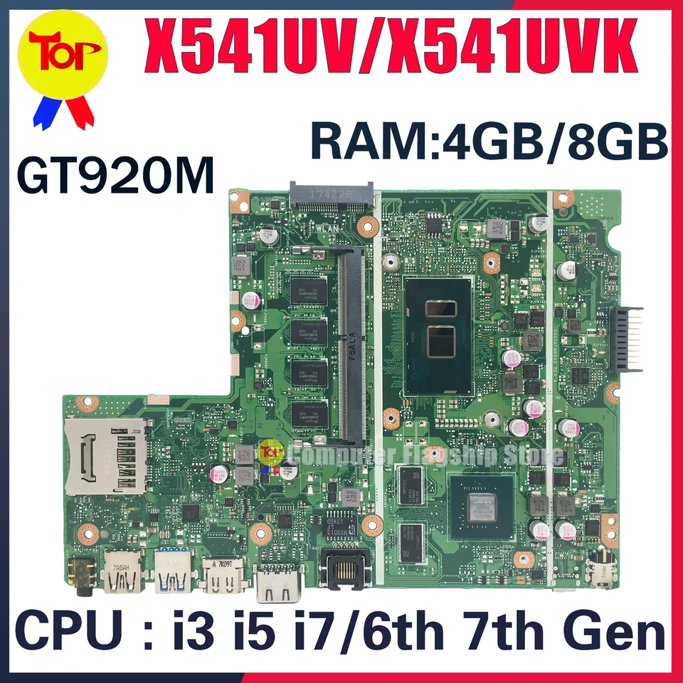 X541UV laptop základná doska pre ASUS X541UVK X541UJ F541U X541U A541U 0G 4G alebo 8G I3 I5 I7 GT920M HEACBOARD
