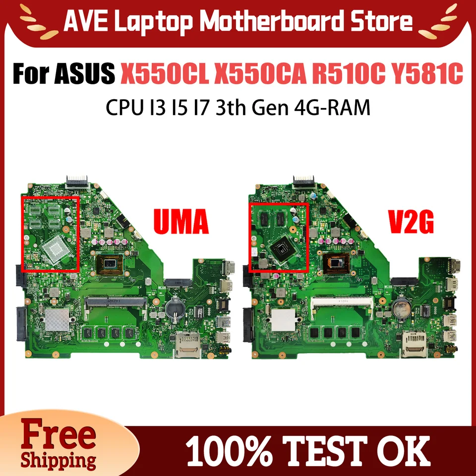X550CL HEADBOARD pre základnú dosku ASUS X550CA X550CC R510C Y581C X550C CPU I3 I5 I7 3th Gen 4G-RAM GT710M
