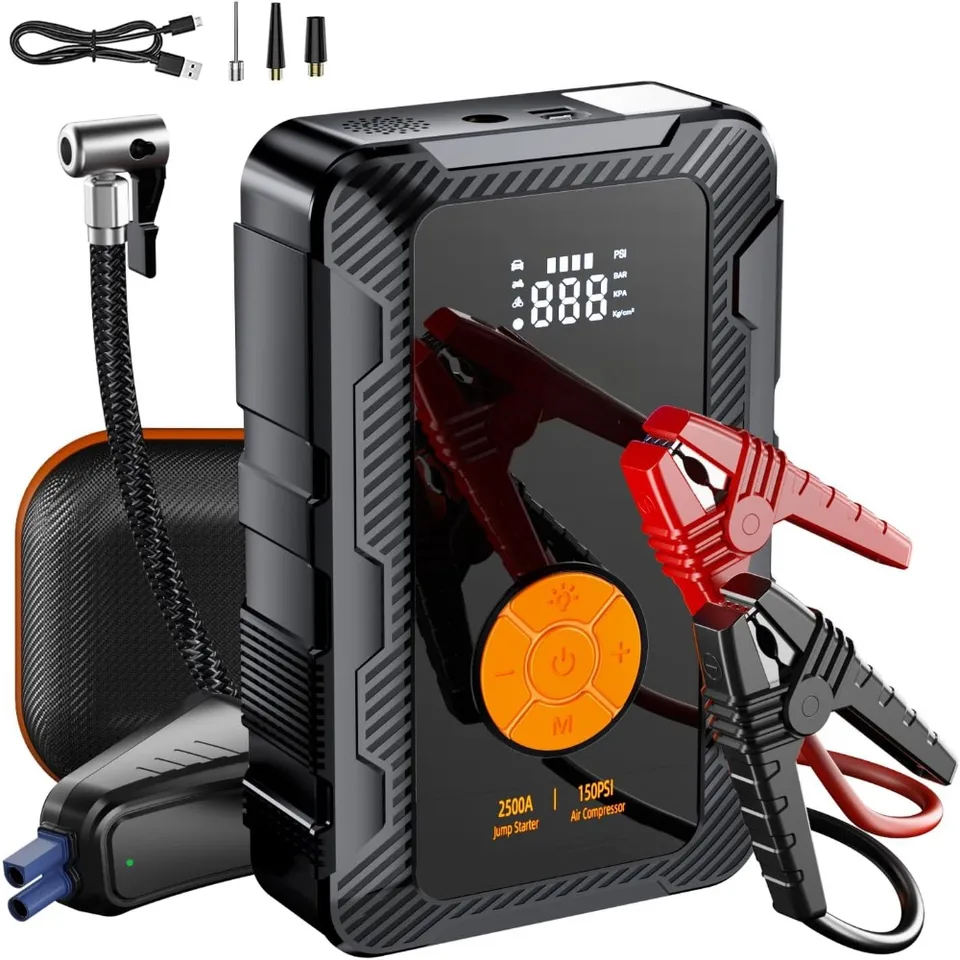 X6 Jump Starter so vzduchovým kompresorom, 2500A Car Battery Squarter Starter prenosný 12 V skokový skok na posilňovač batérie