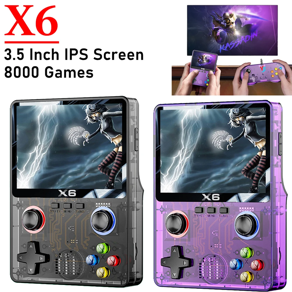 X6 Prenosná konzola videohier 2000 mAh 3,5 palca IPS obrazovky 8000 Games Postavené v 11 emulátoroch Podpora darčekov pre deti Double Player