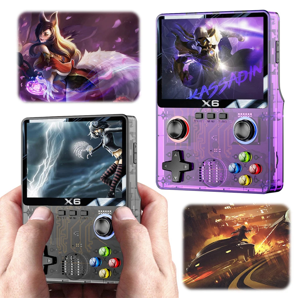 X6 Prenosná konzola videohry 2000 mAh 3,5 palca IPS obrazovky Video Gaming Console 8000 Games podporuje dvojité prehrávač pre dospelých deti