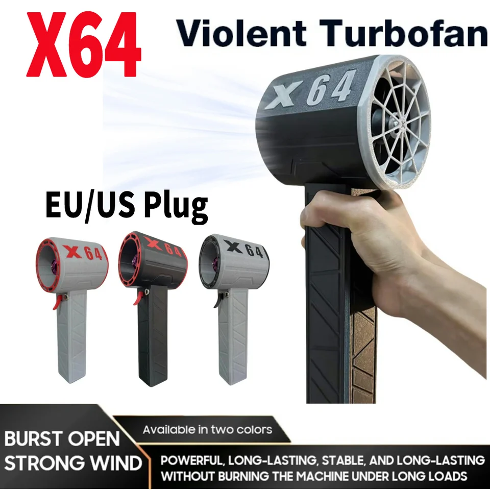 X64 Vozidlo Násilné vzduchové dúchadlo Turbo Jet Ventilátor bezdrôtového vzduchového pištole bez kefy Výkonný okamžitý ťah 1400G 800W Type-C+DC