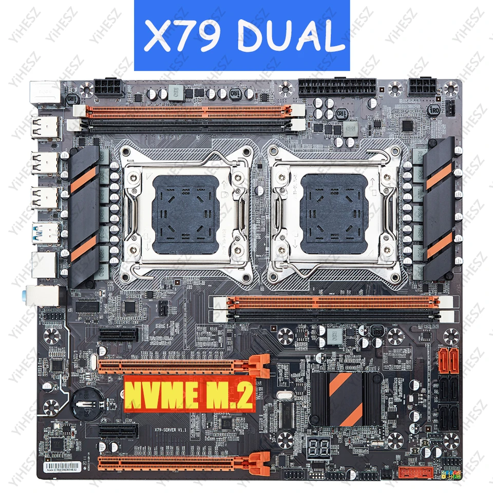 X79 Dual CPU základná doska LGA 2011 4 * DDR3 Reg ECC Podpora USB3.0 SATA3.0 PCI-E 3.0 NVME M.2 s procesnou základnou doskou