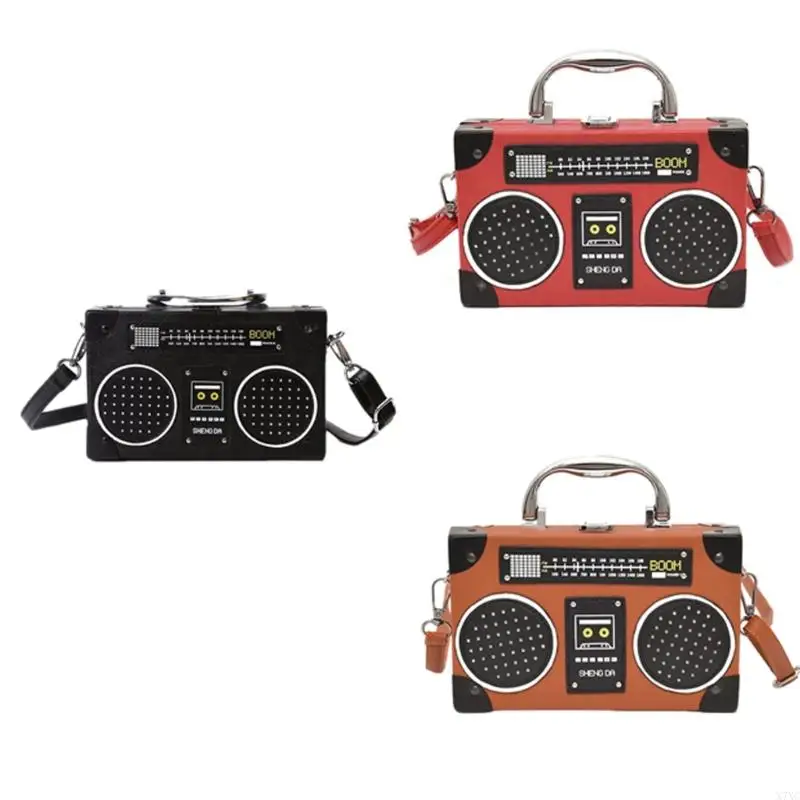 X7XC Ženy Radio Radia Bag Simple Bag Creative Candbage a kabelka Evening Bag Pu Leather Crossbody Bag