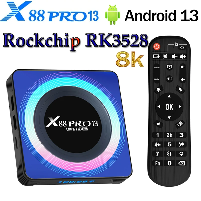 X88 Pro 13 RK3528 Quad-Core Smart TV Box Android 13 2,4 a 5G Dual WiFi6 8K 4K HD WiFi6 BT 4G 64G Set Top Box Play