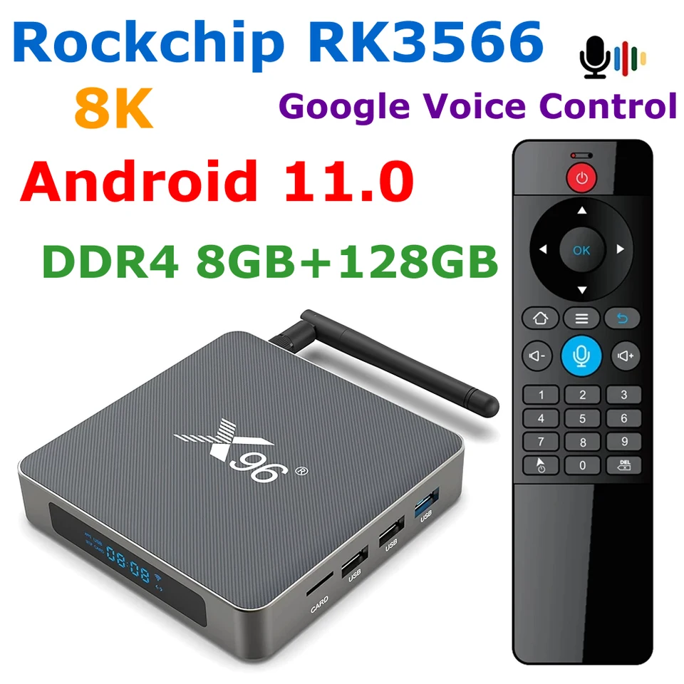 X96 X6 Android 11 TV Box RockChip RK3566 8 GB RAM 128GB 8K VIDEO CODEC 2T2R MIMO DUAL WIFI 1000M LAN 4K YouTube Set TOR