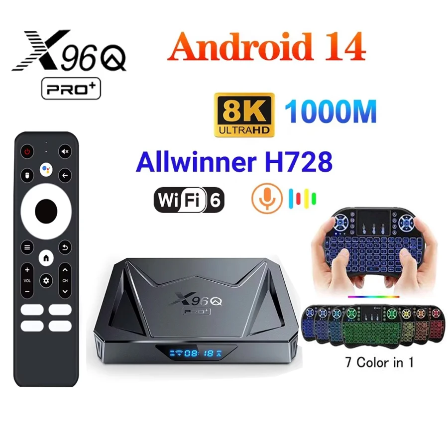 X96Q Pro Plus Smart Android 14 TV box Allwinner H728 OCTA Core 2.4g/5G WiFi 1000M LAN 2G 16G 4G 32G 64G X96Q PRO+