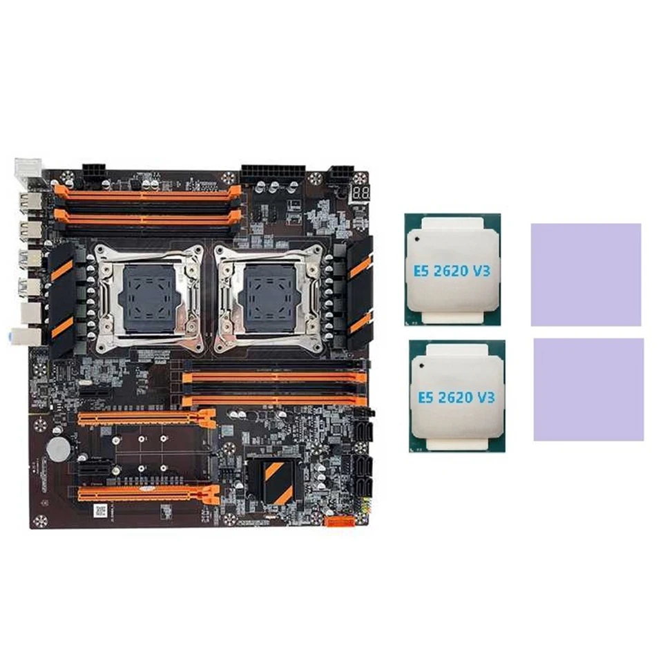 X99 Duálna základná doska CPU LGA2011 Podpora základnej dosky DDR4 ECC Pamäť s 2xe5 2620 V3 CPU+2xthermálna podložka