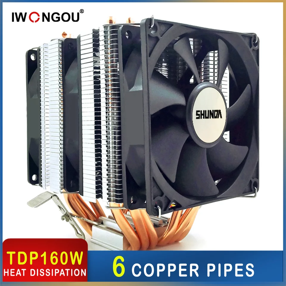 X99 procesor chladič 6 tepelných potrubí CPU Cooler pre Intel LGA 2011-V3 1700 1151 AM4 AM3 4PIN PWM Iwongou Hurikán Hurikán CPU CPU
