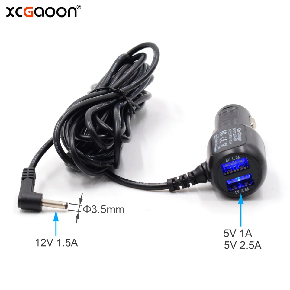 XCGAOON 12V 1,5A Priemer 3,5 mm nabíjacie port s 5V 3,5A Dual USB CAR nabíjačkou nabíjačky pre radarový detektor automobilu GPS DVR