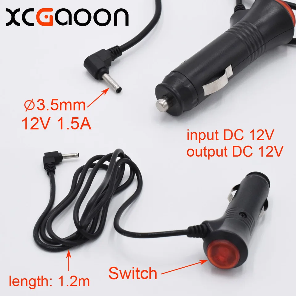 XCGAOON 3,5 mm port nabíjačka automobilu pre radarový detektor CAR / DVR Camera / GPS Vstup DC 12V Výstup 12V 1,5A, dĺžka kábla 1,2 m (3,9 stôp)
