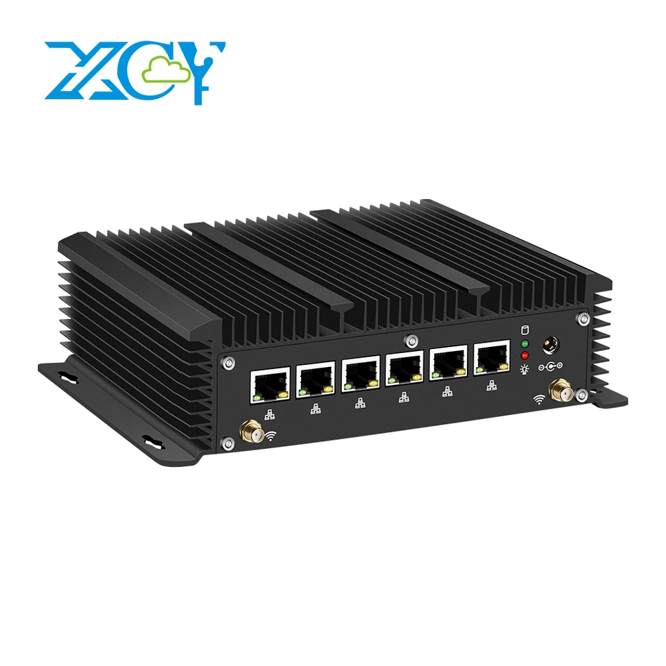 XCY Fanless Mini PC Intel Core i5-1245U i5-8350U i7-10710U so 6x 2,5G Ethernet Support Windows Linux Openwrt Pfsense Opnsense
