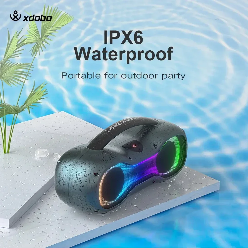 XDOBO Bluetooth Reproduktor 80W Wireless Subwoofer RGB Light Dvojitá membrána Šokujúce stereofónne zvukové zvuk
