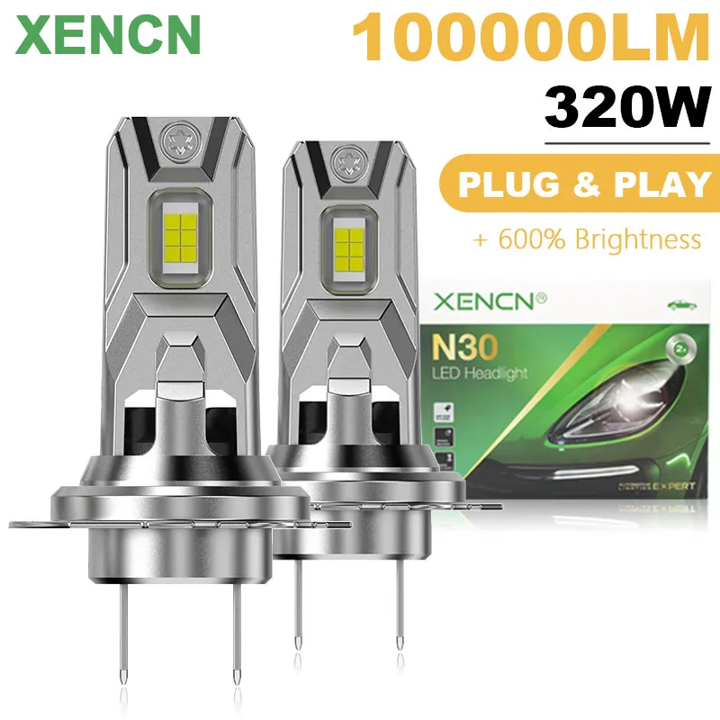 Xencn LED H4 H7 H11 Svetlomet automobilu Žiarovka Canbus 100000Lm 320W 1: 1 Dizajn veľkosti Mini LED hlavné žiarovky bezdrôtové automatické svetlá 12V 6500k