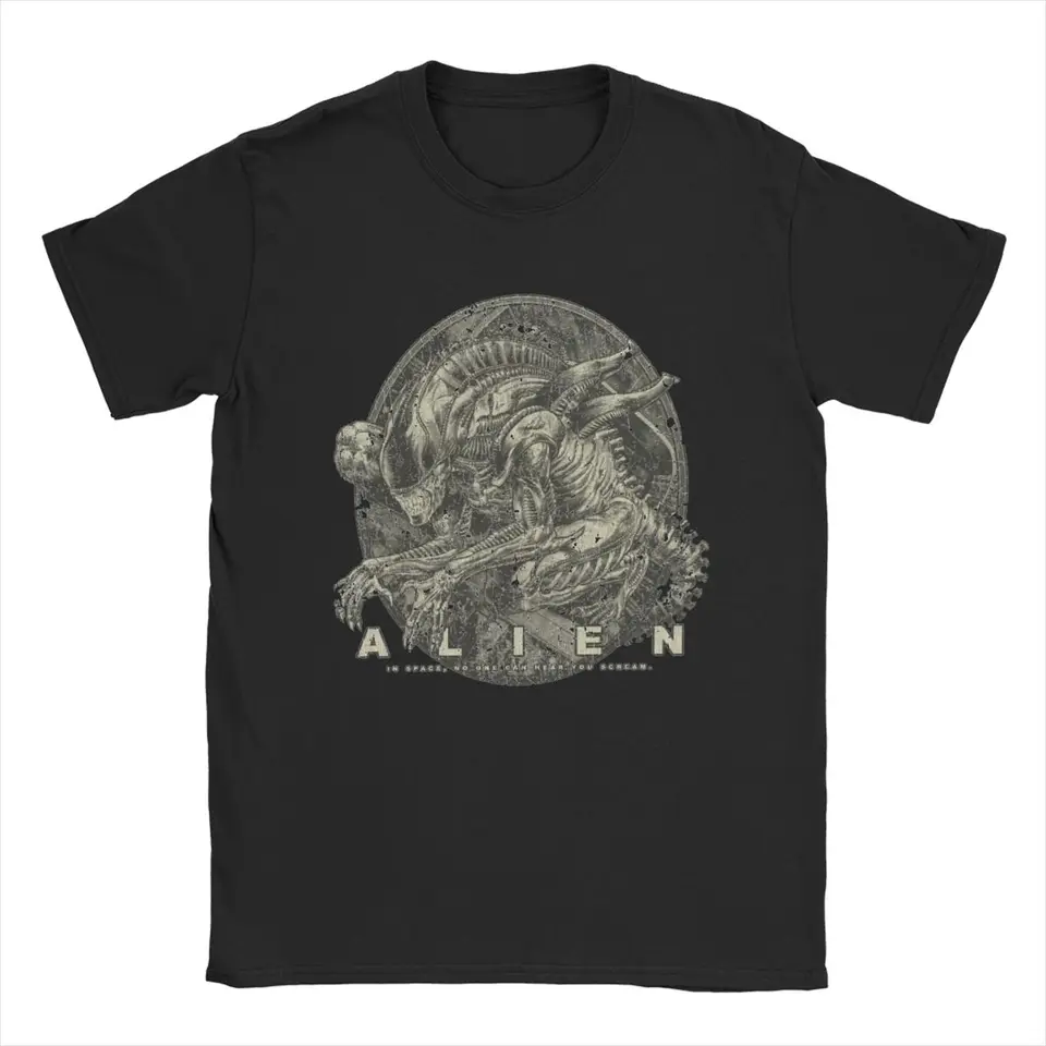 Xenomorph 1979 Alien Movie Tirts Pánske bavlnené vintage tričká CrewNeck Tee Trikes s krátkym rukávom oblečenie plus veľkosť