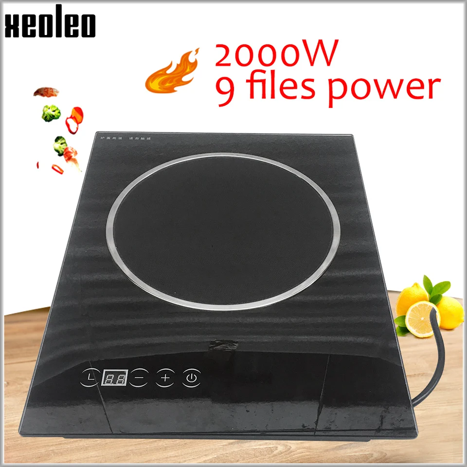 XEOLEO 2000W Elektrická komerčná keramická keramická domáca indukčná sporák vhodný pre akýkoľvek jednostranný dotyk