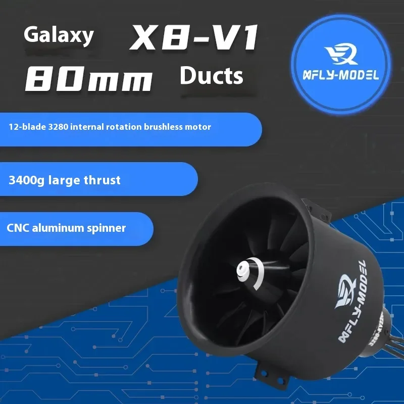 XFLY MODEL 80MM V1 12 12 Blade Duct Unit Electric Duct ventilátor 3280-kv2200 Interná rotácia 6S Modifikácia príslušenstva