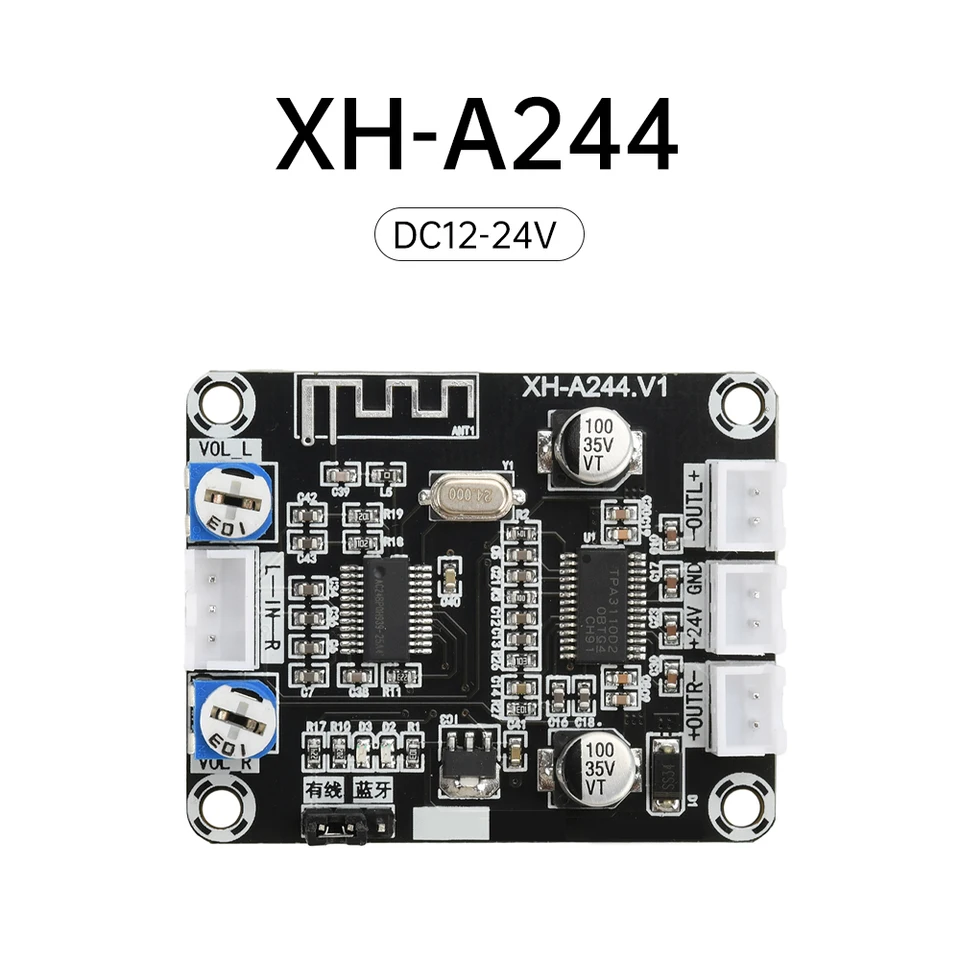 XH-A244 Univerzálny zvukový zosilňovač DC12-24V TPA3110D2 Digitálny duálny kanál 30W+30W doska